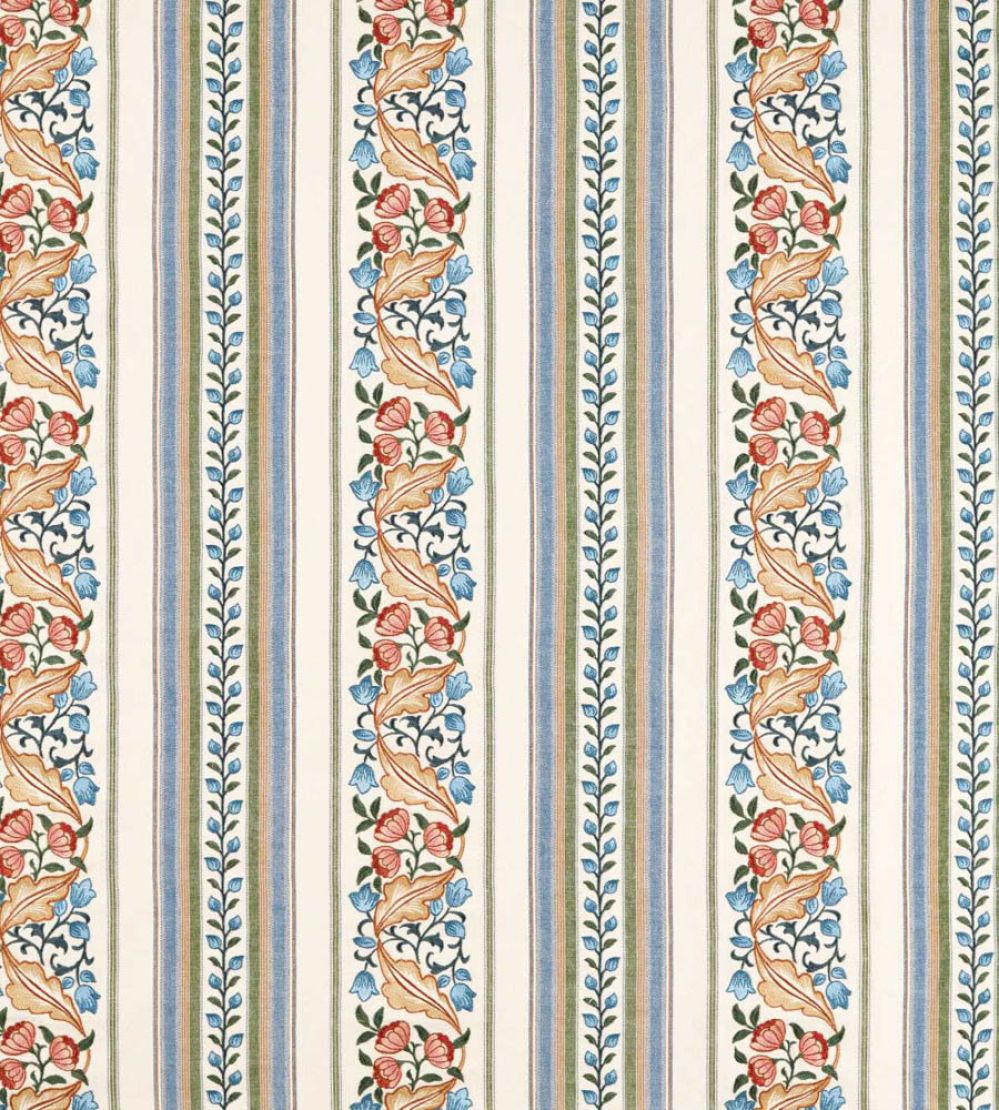 Bluebell & Peony Embroidery Fabric by Morris & Co Rose/Woad