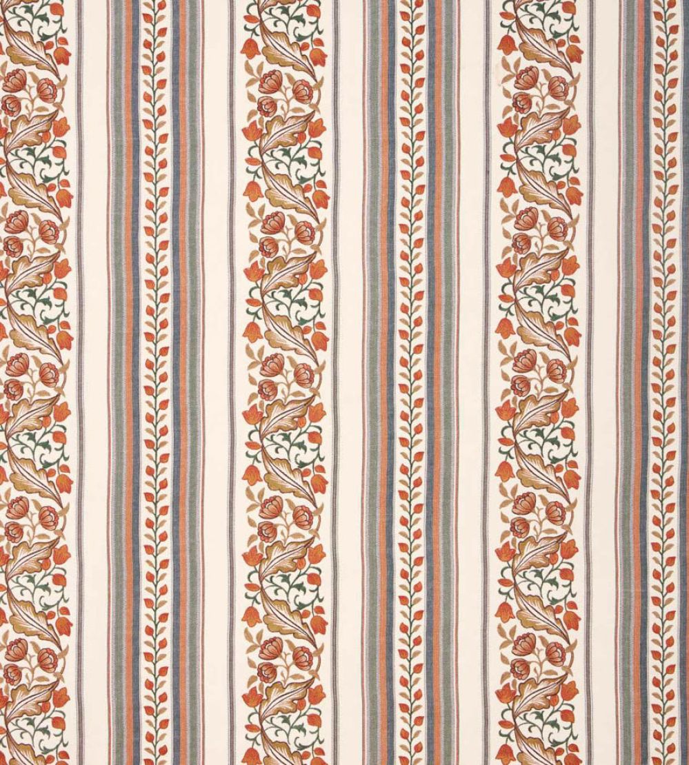 Bluebell & Peony Embroidery Fabric by Morris & Co Russet/Forest