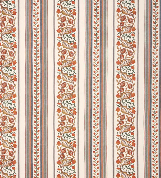 Bluebell & Peony Embroidery Fabric by Morris & Co Russet/Forest