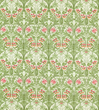 Bluebell Fabric by Morris & Co Leaf Green/Sweet Briar