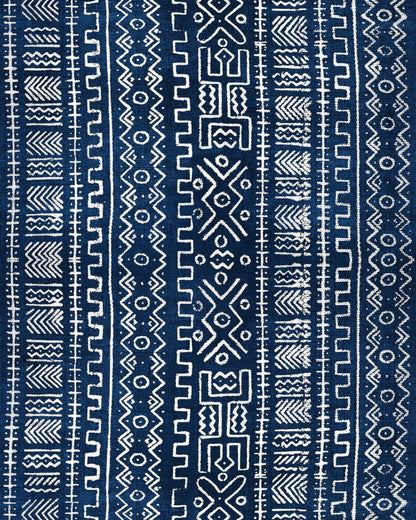 Bogolanfini Blue, White wallpaper by MINDTHEGAP