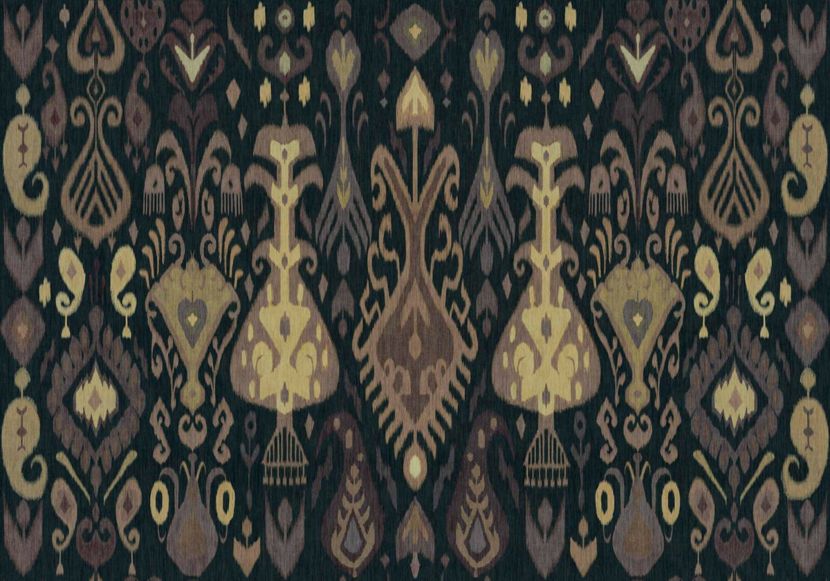 Boho mural by Coordonné in Black, flat pattern view