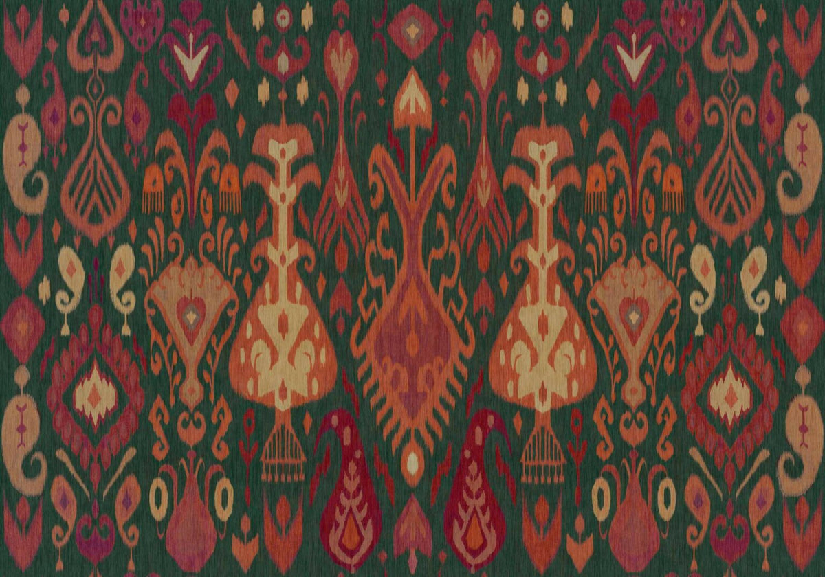 Boho mural by Coordonné in Green, flat pattern view