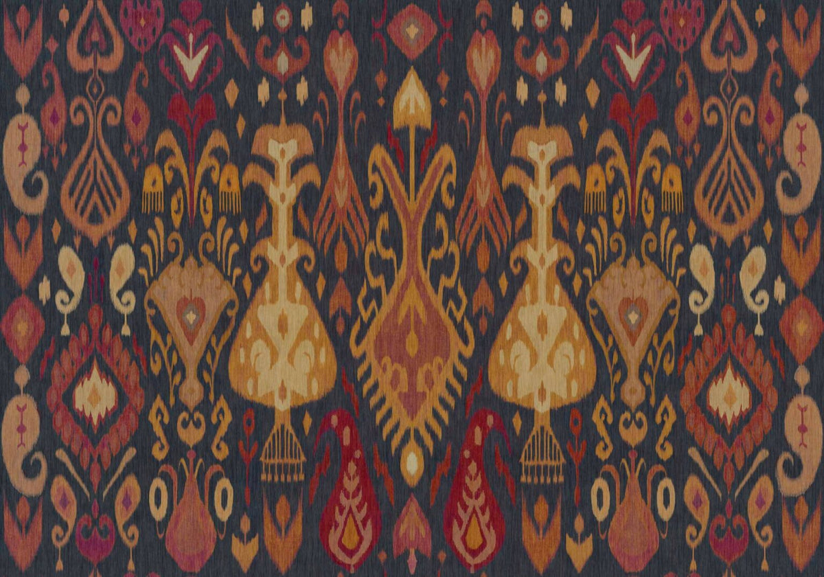 Boho mural by Coordonné in Navy, flat pattern view