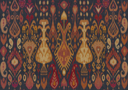 Boho mural by Coordonné in Navy, flat pattern view