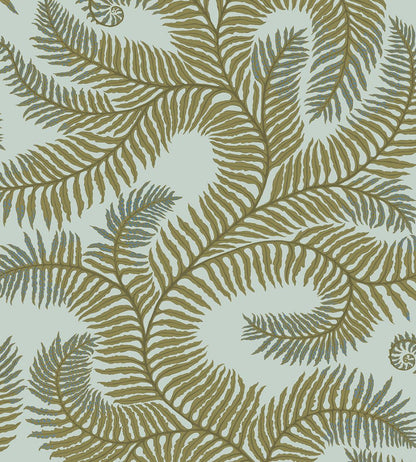 Bombe's Fernery Wallpaper by Josephine Munsey Olive and Celadon