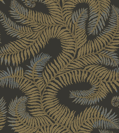 Bombe's Fernery Wallpaper by Josephine Munsey Olive and Dark Grey