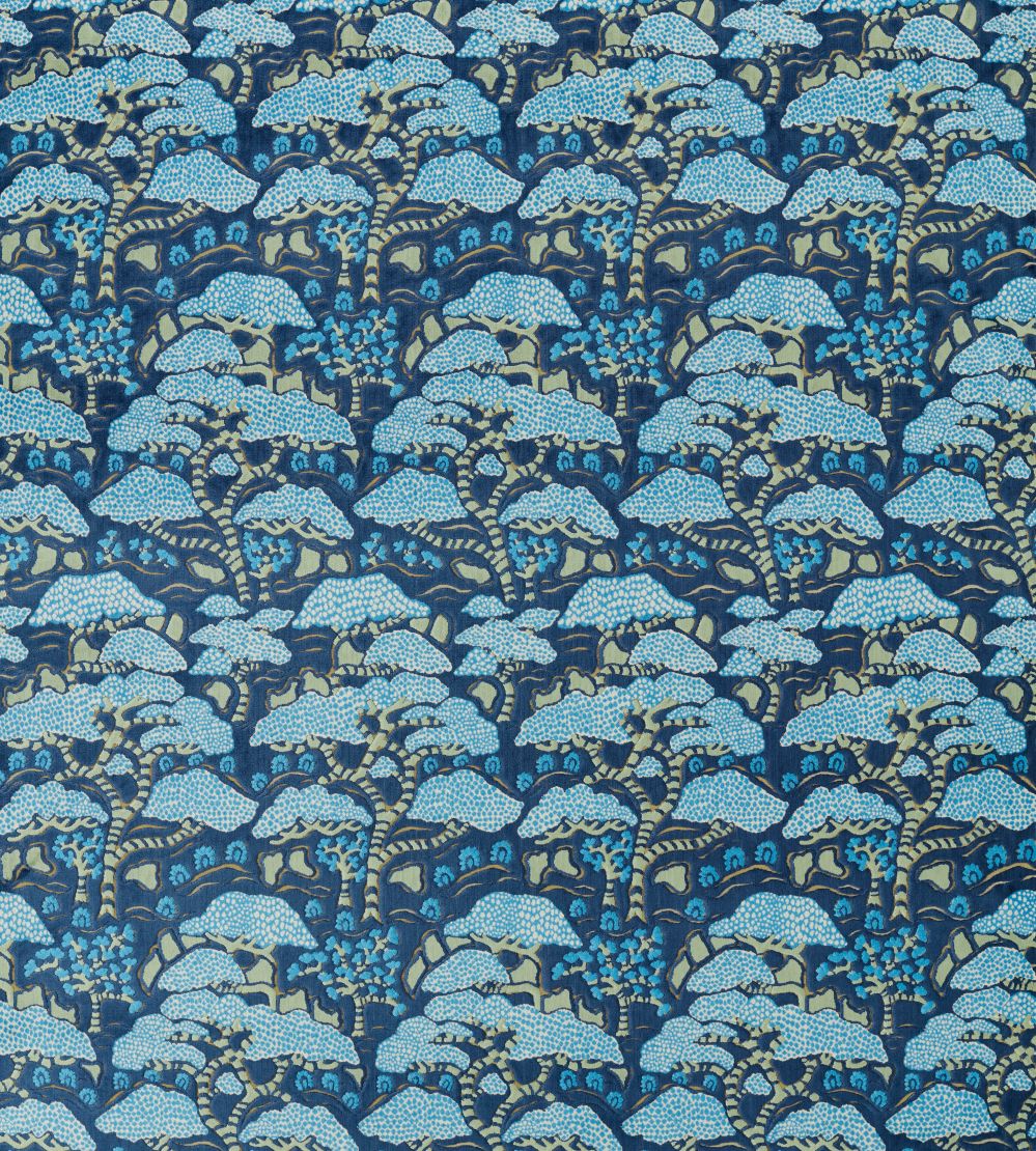 Bonsai & Gingko Fabric by Sanderson Blue