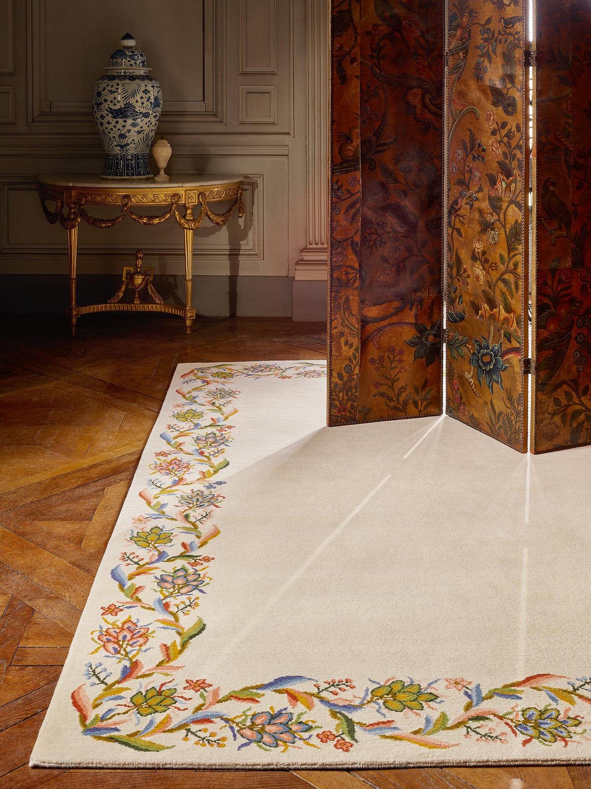 Bordure Petits Appartements de la Reine Rug by Braquenié shown in a room setting (view 2)