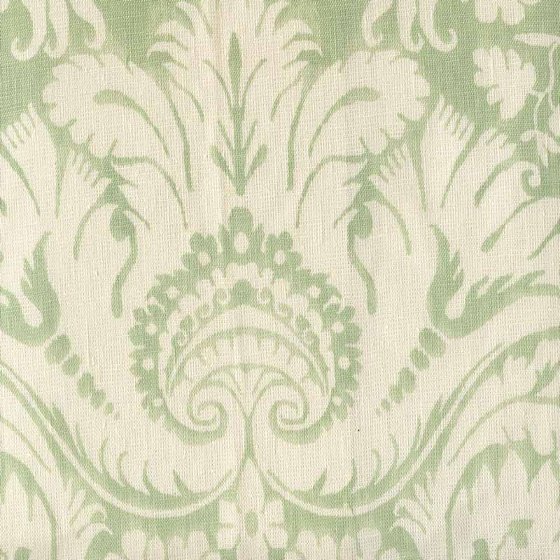 Borghese Background French Green on Taj Ecru fabric by Quadrille