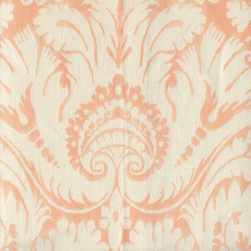 Borghese Background Peche on Taj Ecru fabric by Quadrille
