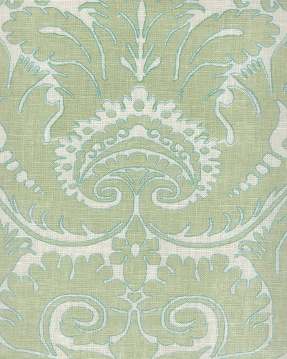 Borghese Two Color Celadon Turquoise Outline fabric by Quadrille