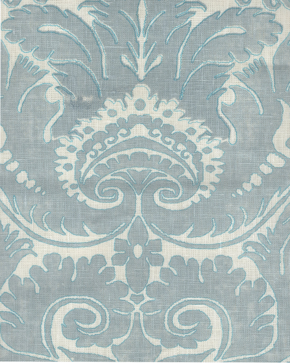 Borghese Two Color Windsor Blue Turquoise Outline fabric by Quadrille