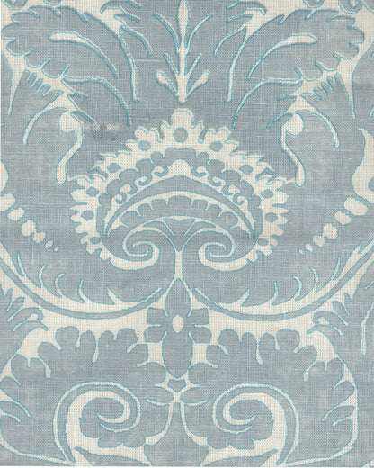 Borghese Two Color Windsor Blue Turquoise Outline fabric by Quadrille