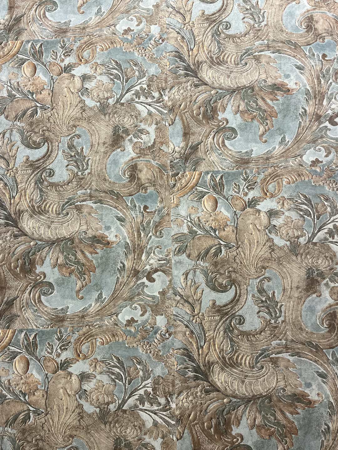 Borromini Wallpaper by Watts 1874 in Blue Stone - Non-Woven Paper