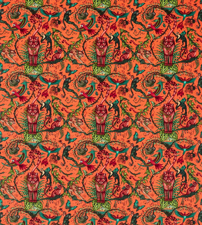 Bosque Dreams Velvet Fabric by Clarke & Clarke Coral