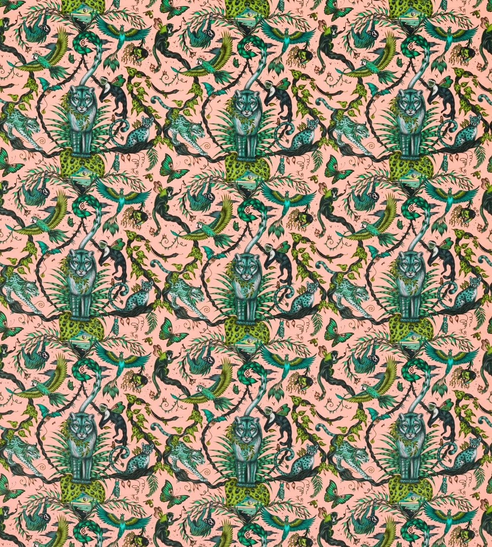 Bosque Dreams Velvet Fabric by Clarke & Clarke Pink