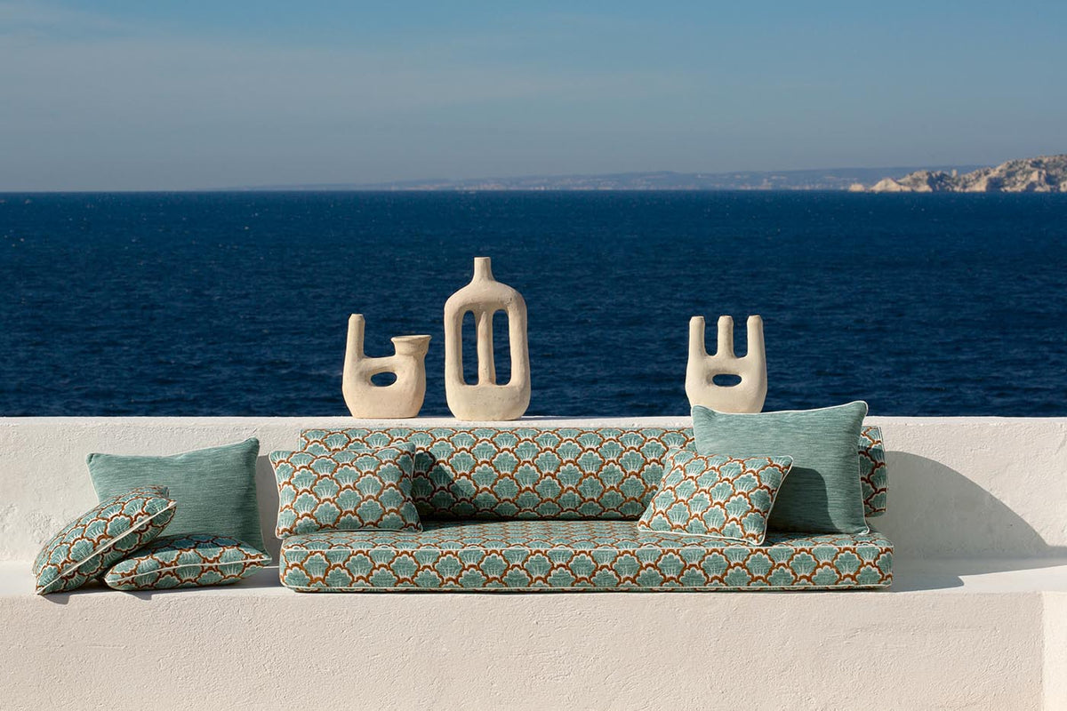 Bosquet Outdoor Fabric by Le Manach shown in a room setting (view 2)