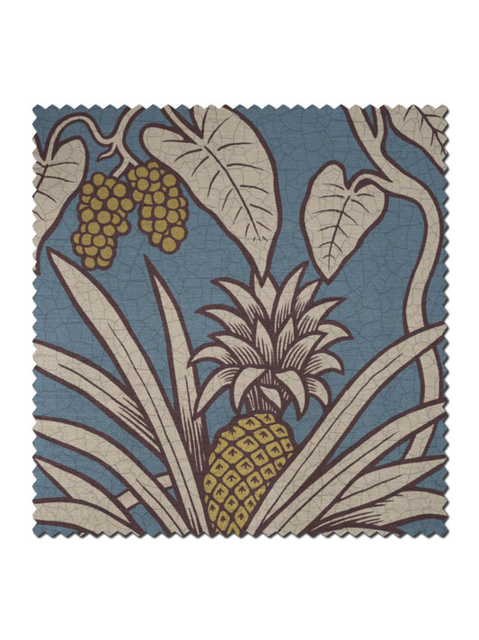 Botanize Heritage Velvet Fabric by Divine Savages in Whale Blue, pattern swatch