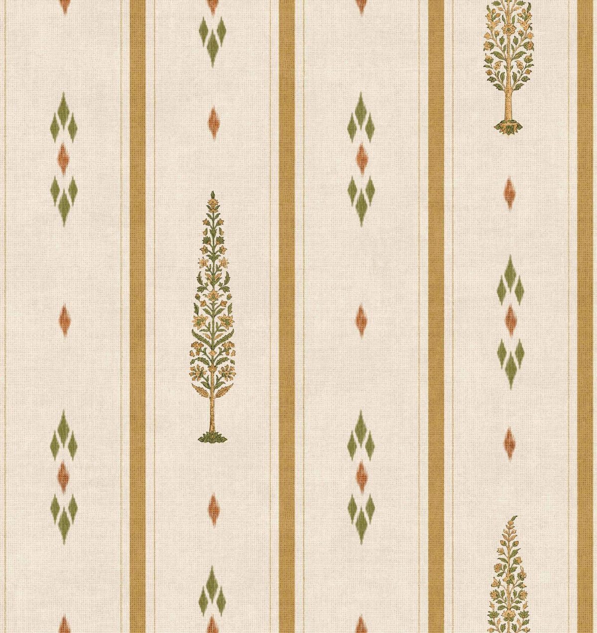Boteh wallpaper by Coordonné in Curry, flat pattern view