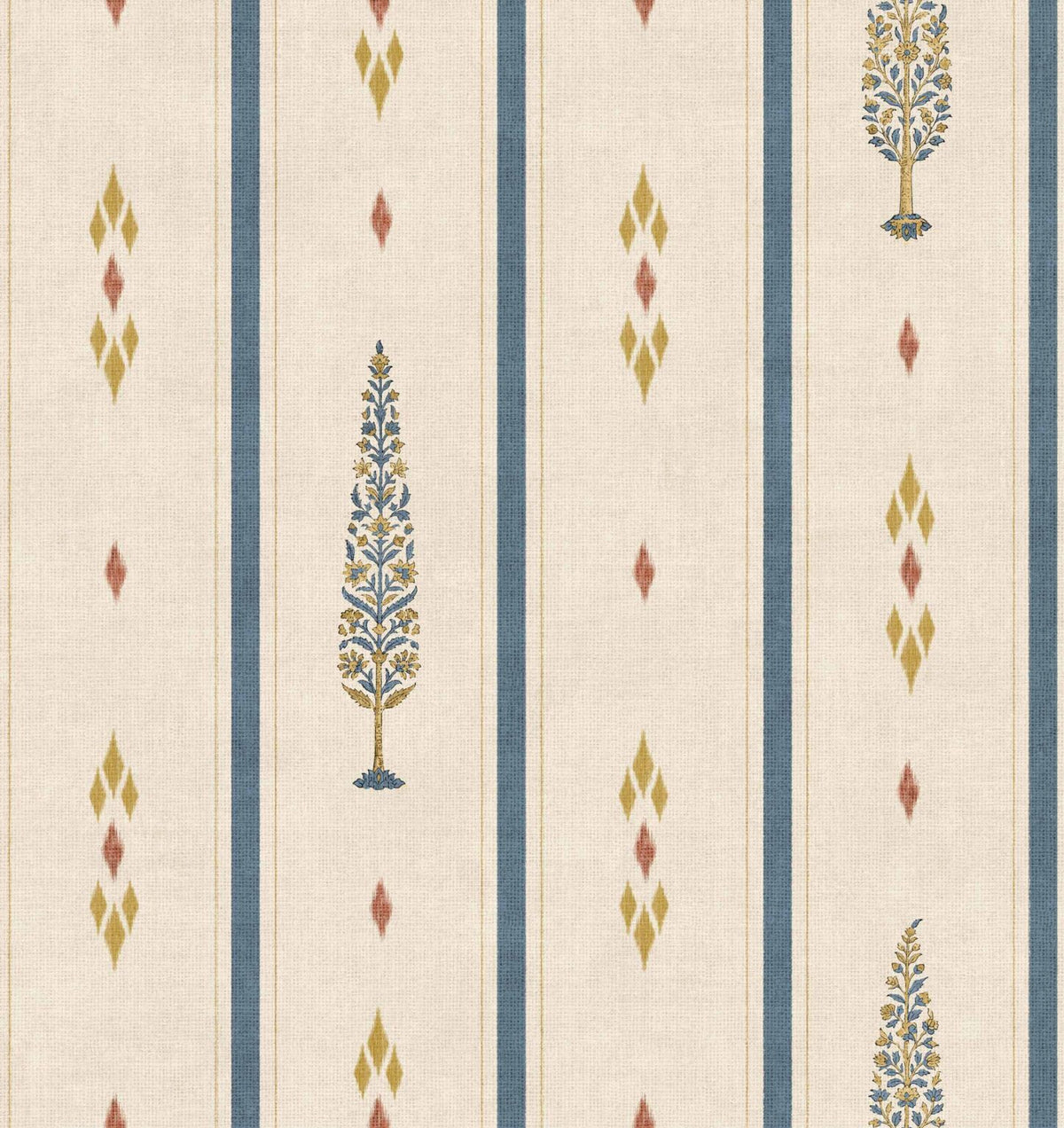 Boteh wallpaper by Coordonné in Indigo, flat pattern view