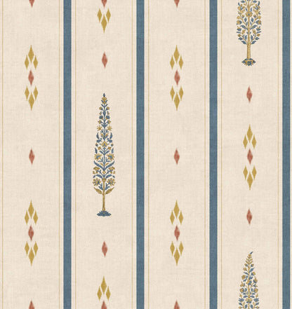 Boteh wallpaper by Coordonné in Indigo, flat pattern view