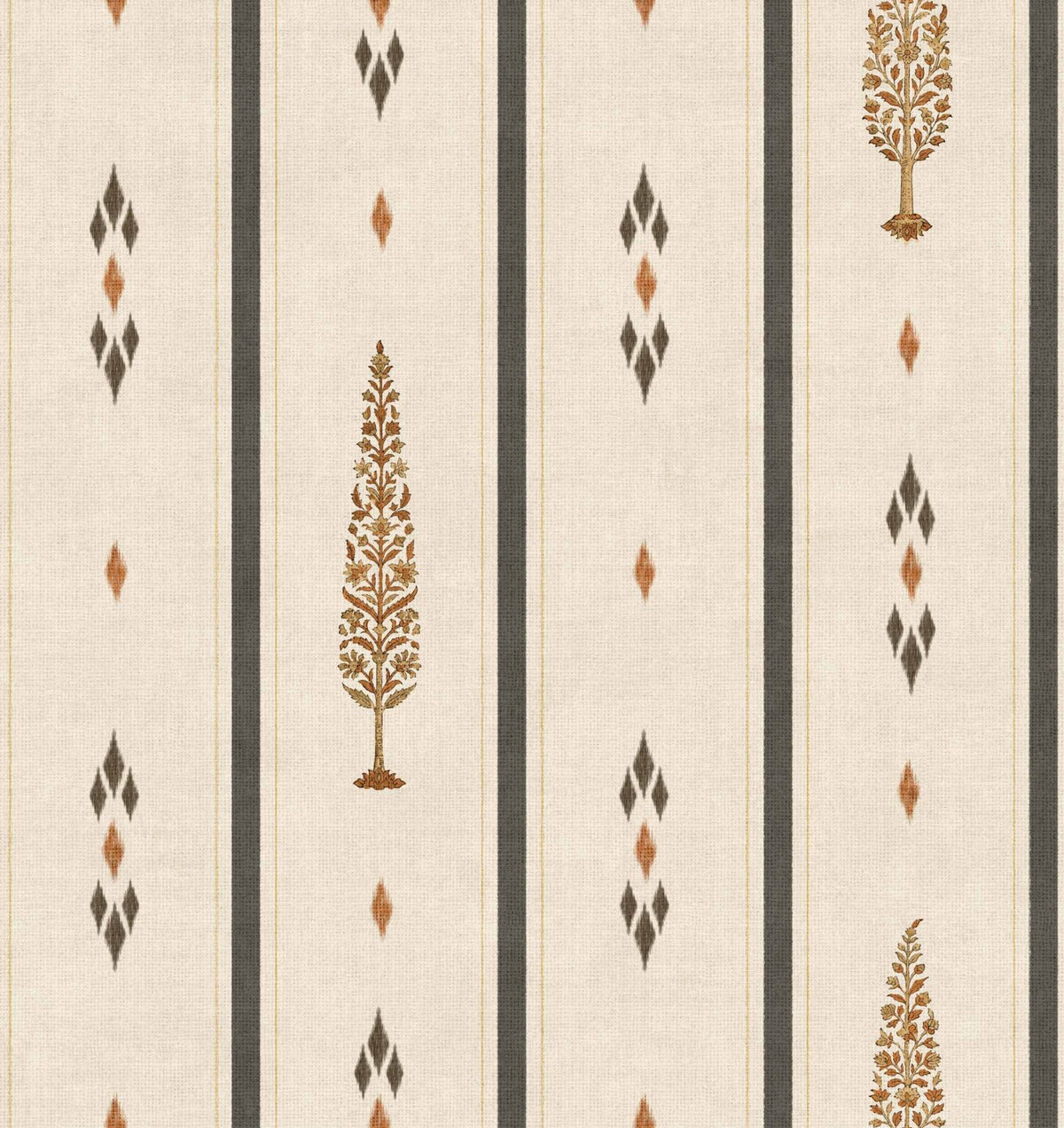 Boteh wallpaper by Coordonné in Onyx, flat pattern view