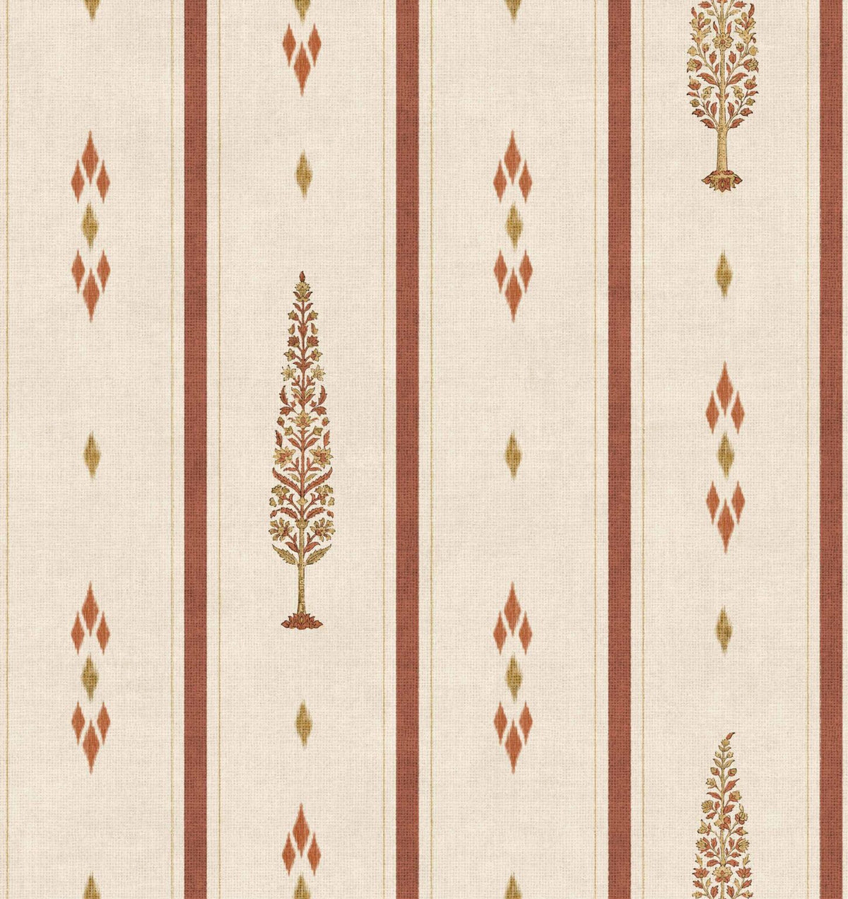Boteh wallpaper by Coordonné in Vermillion, flat pattern view