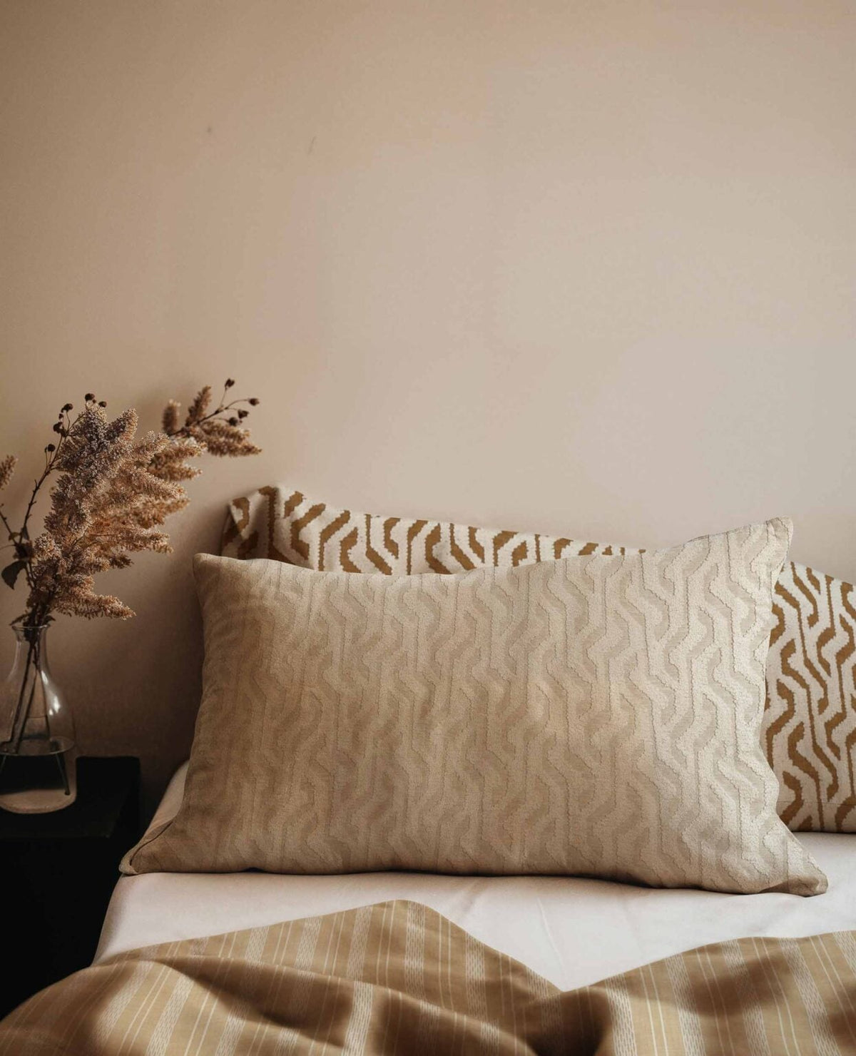BOUCLE fabric by Coordonné in NUDE, shown in a styled room