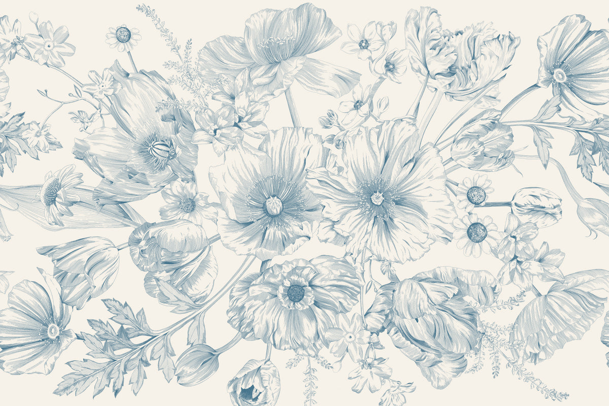 Bouquet Blue mural by Hovia
