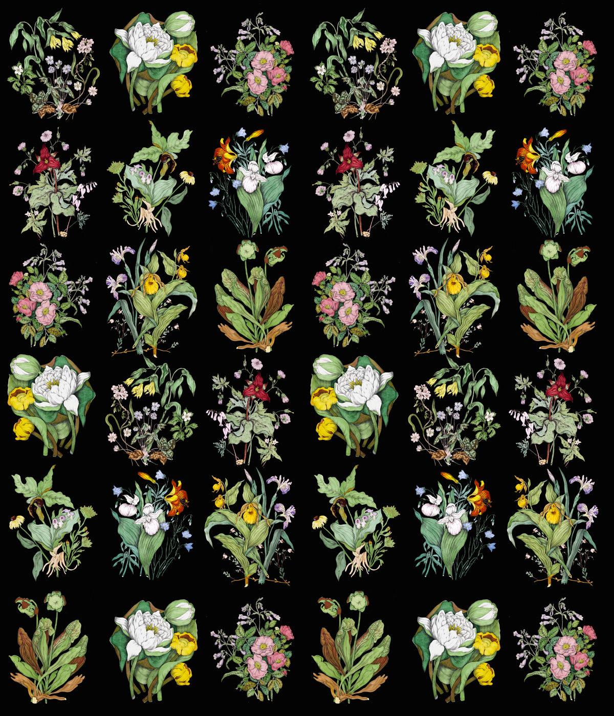 Bouquets Black mural by Bien Fait