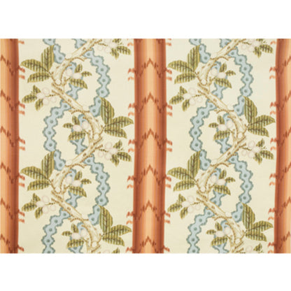 Josselin Cotton And Linen Print Fabric by Brunschwig & Fils in Rust And Blue
