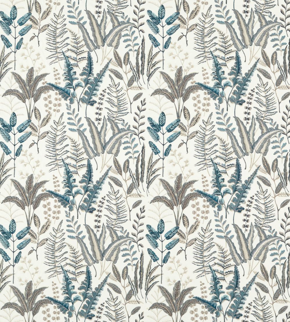 Bracken Embroidered Fabric by Clarke & Clarke Denim