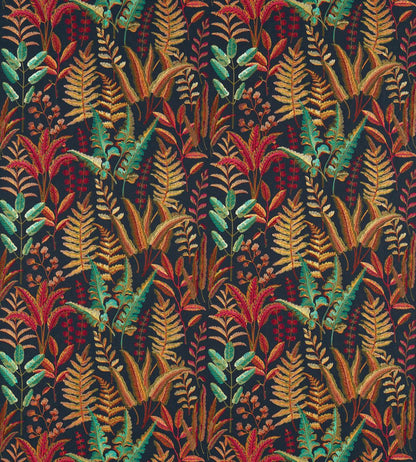 Bracken Embroidered Fabric by Clarke & Clarke Russet/Aqua