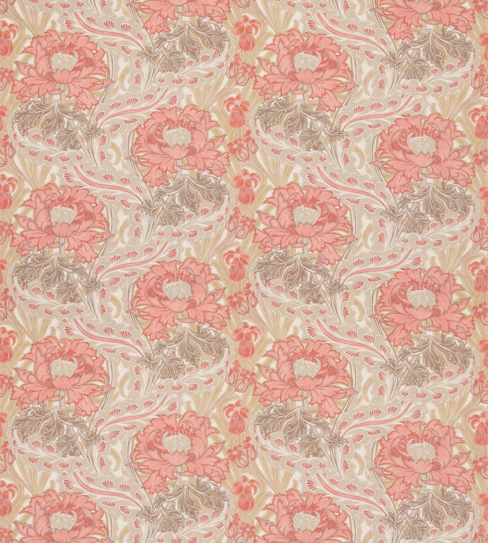 Brantwood Cotton Fabric by GP & J Baker Coral/Sand