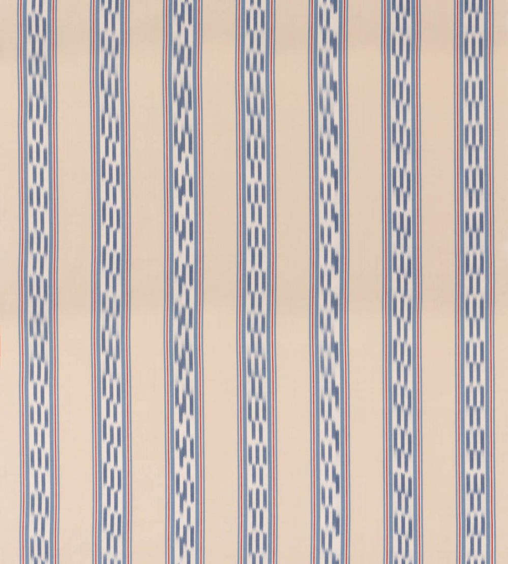 Breezy Stripe Fabric by Mulberry Home Blue/Red
