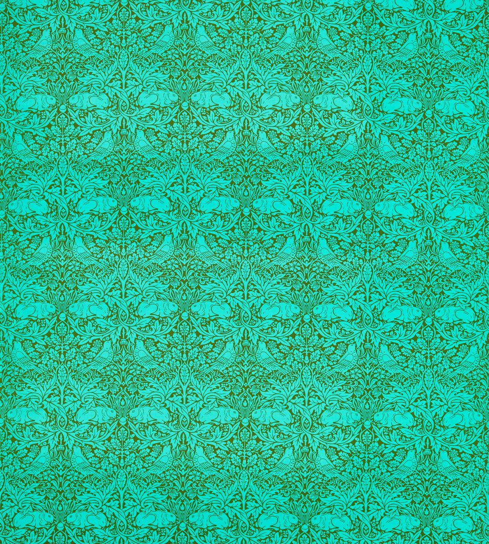 Brer Rabbit Fabric by Morris & Co Olive/Turquoise