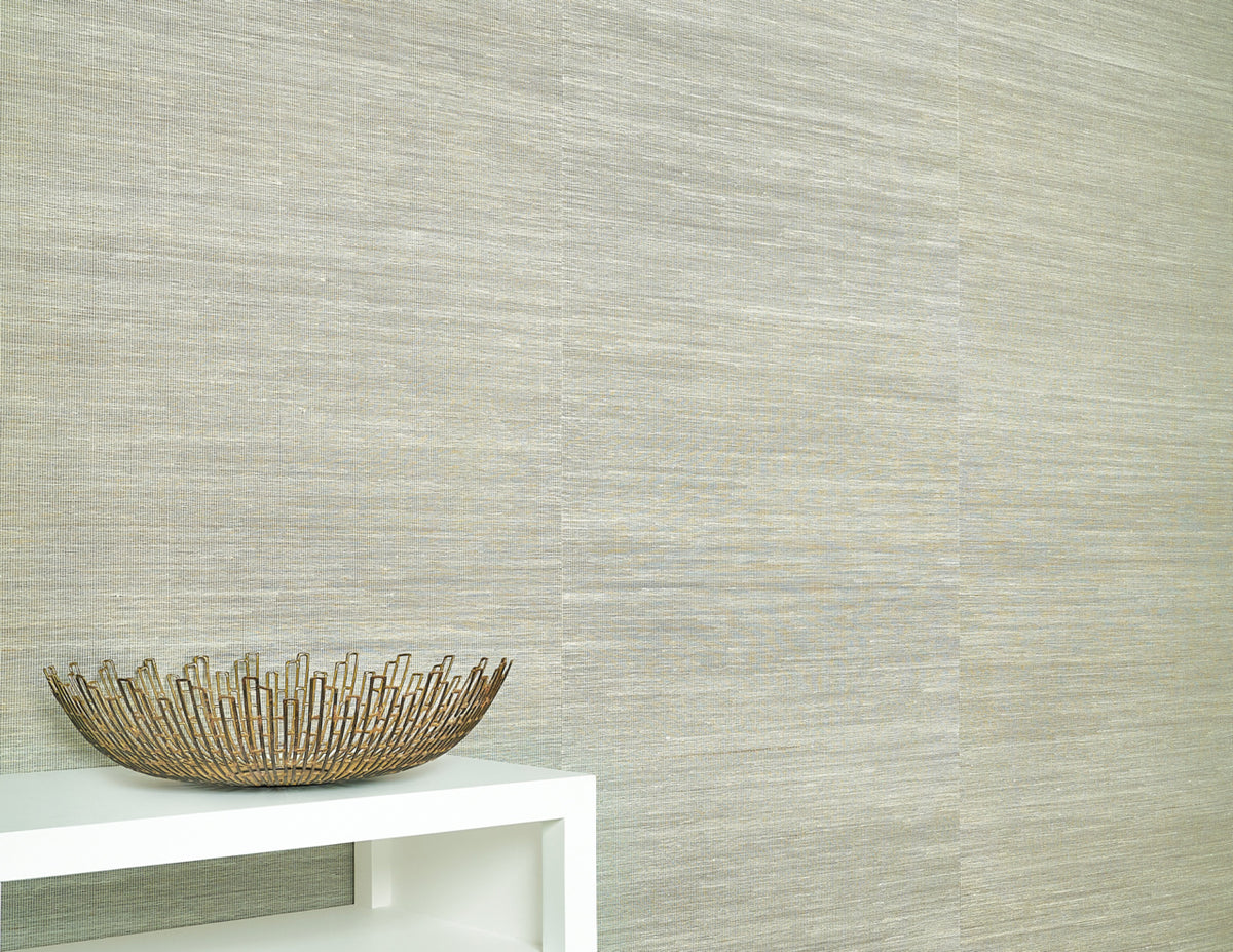Brighton Weave Wallpaper by Phillip Jeffries in Clay, shown installed in a room setting