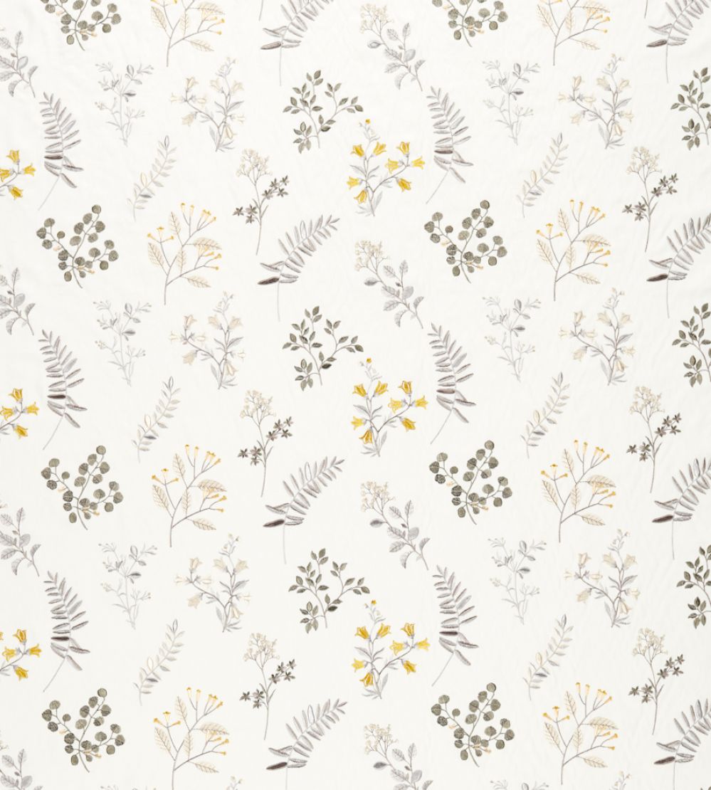 Brigitte Fabric by Clarke & Clarke Pewter/Chartreuse