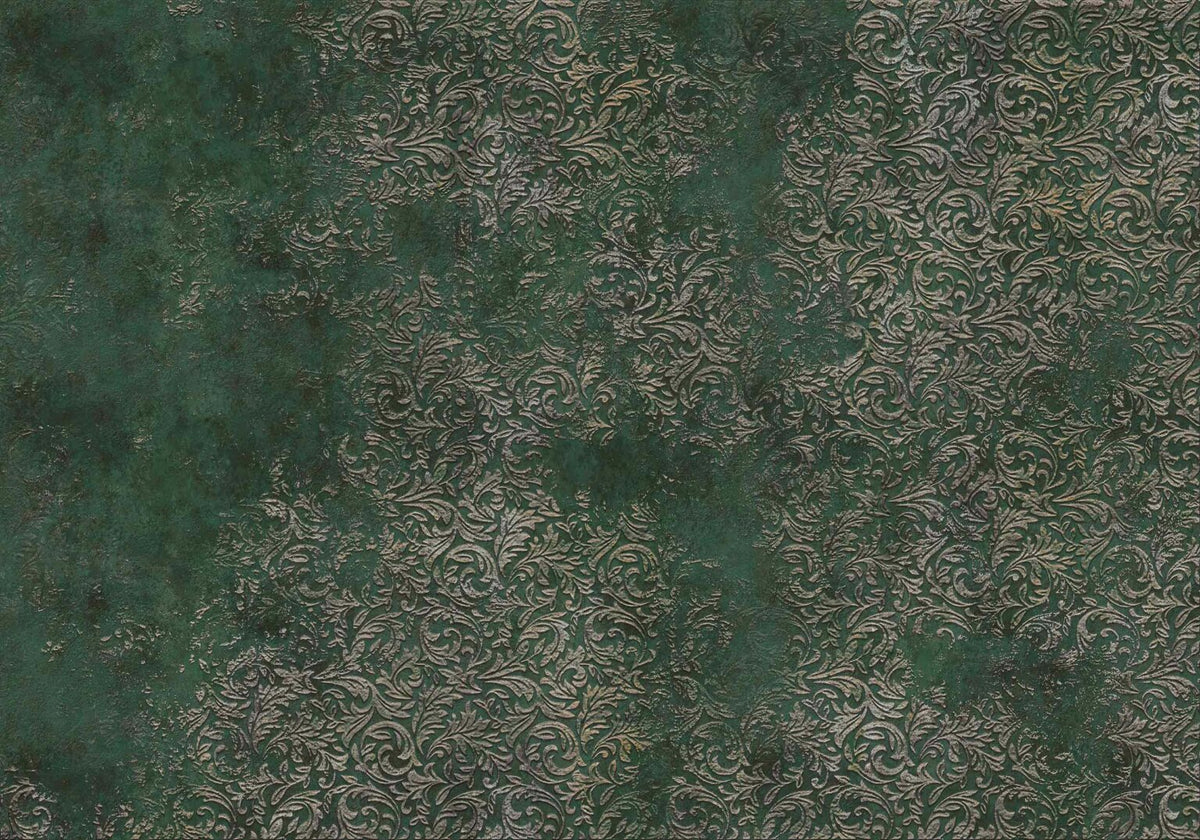 Brocade mural by Coordonné in Emerald, flat pattern view