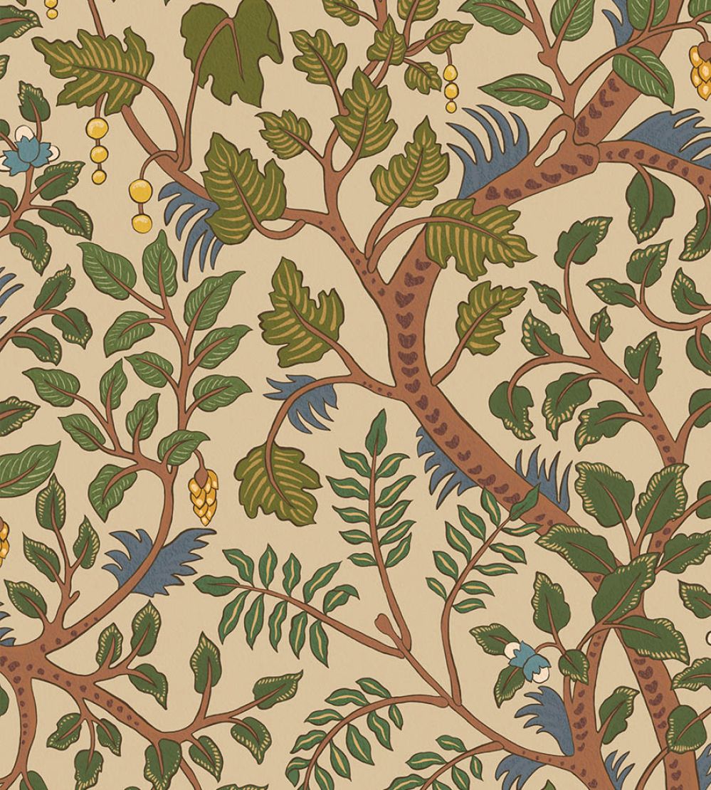 Brushwood Wallpaper by Josephine Munsey Green and Red