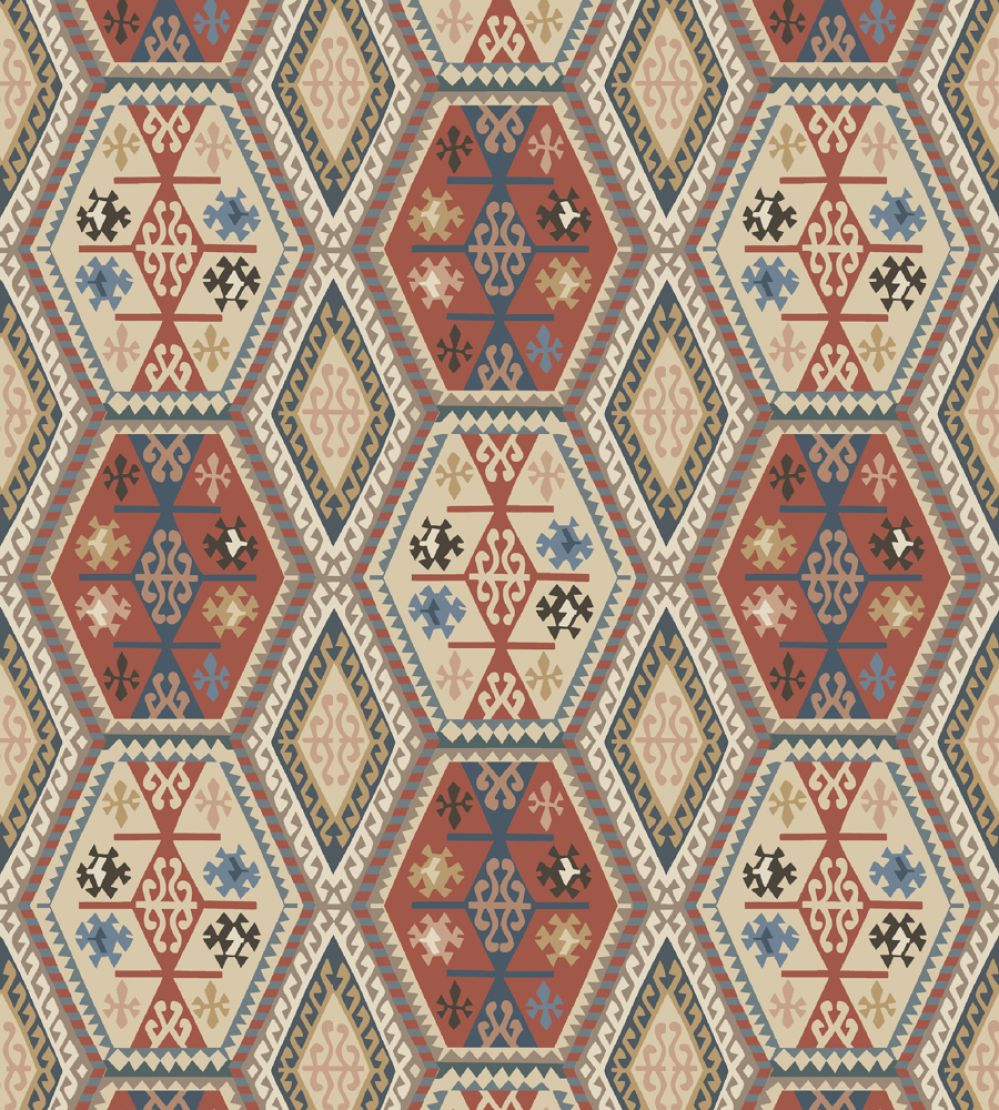 Buckland Wallpaper by Mulberry Home Red / Blue
