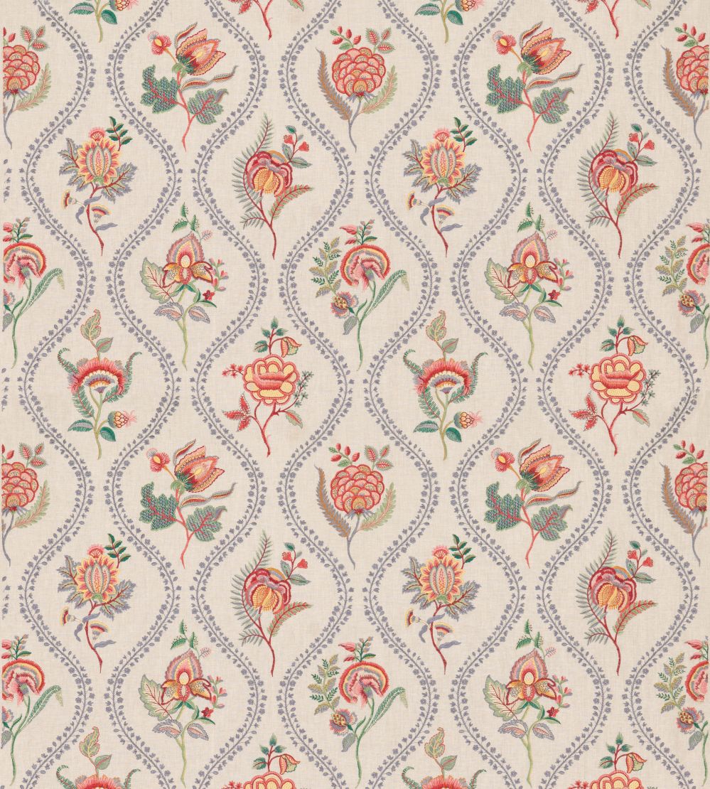 Burford Embroidery Fabric by GP & J Baker Blue/Red