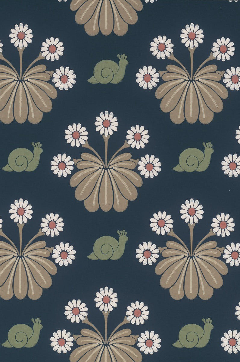 Burges Snail wallpaper by Little Greene in Dark Blue