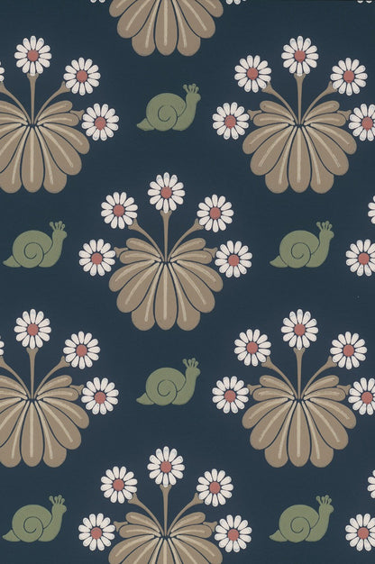 Burges Snail wallpaper by Little Greene in Dark Blue