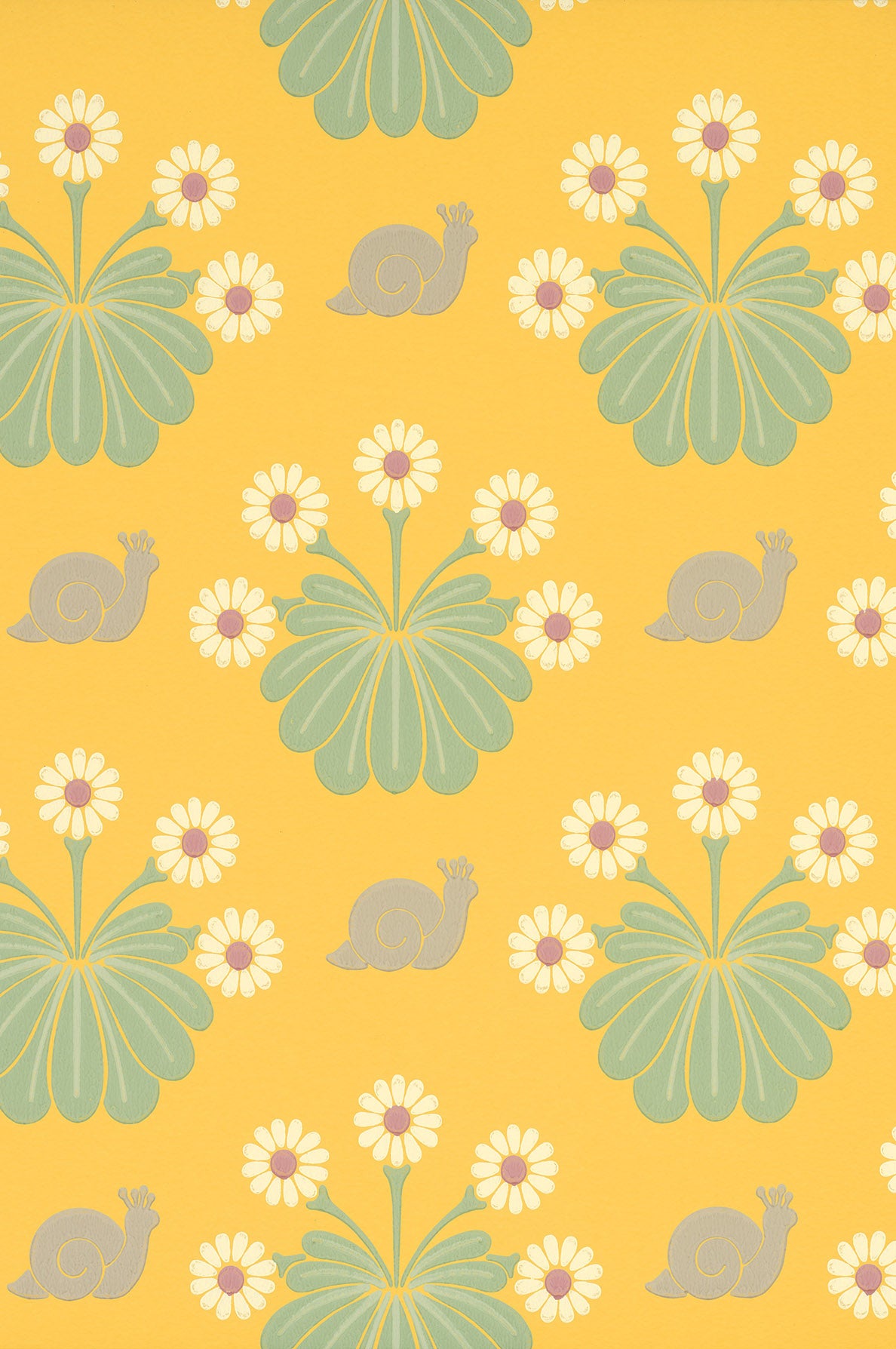 Burges Snail wallpaper by Little Greene in Lemon