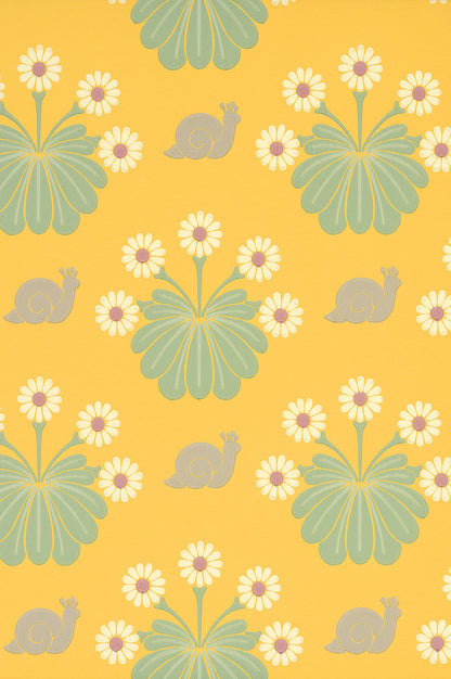 Burges Snail wallpaper by Little Greene in Lemon