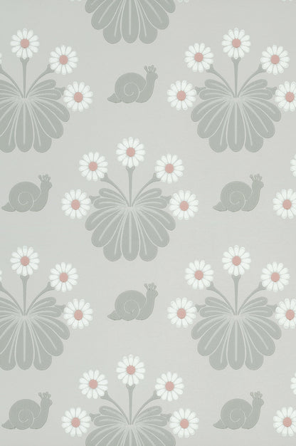Burges Snail wallpaper by Little Greene in Silver