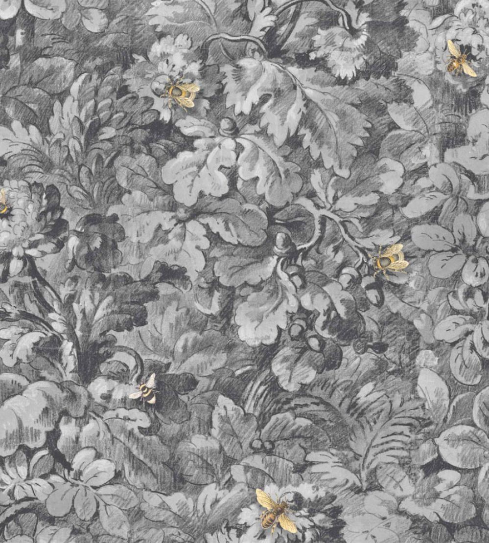 Busy Bee Wallpaper by Woodchip & Magnolia Charcoal