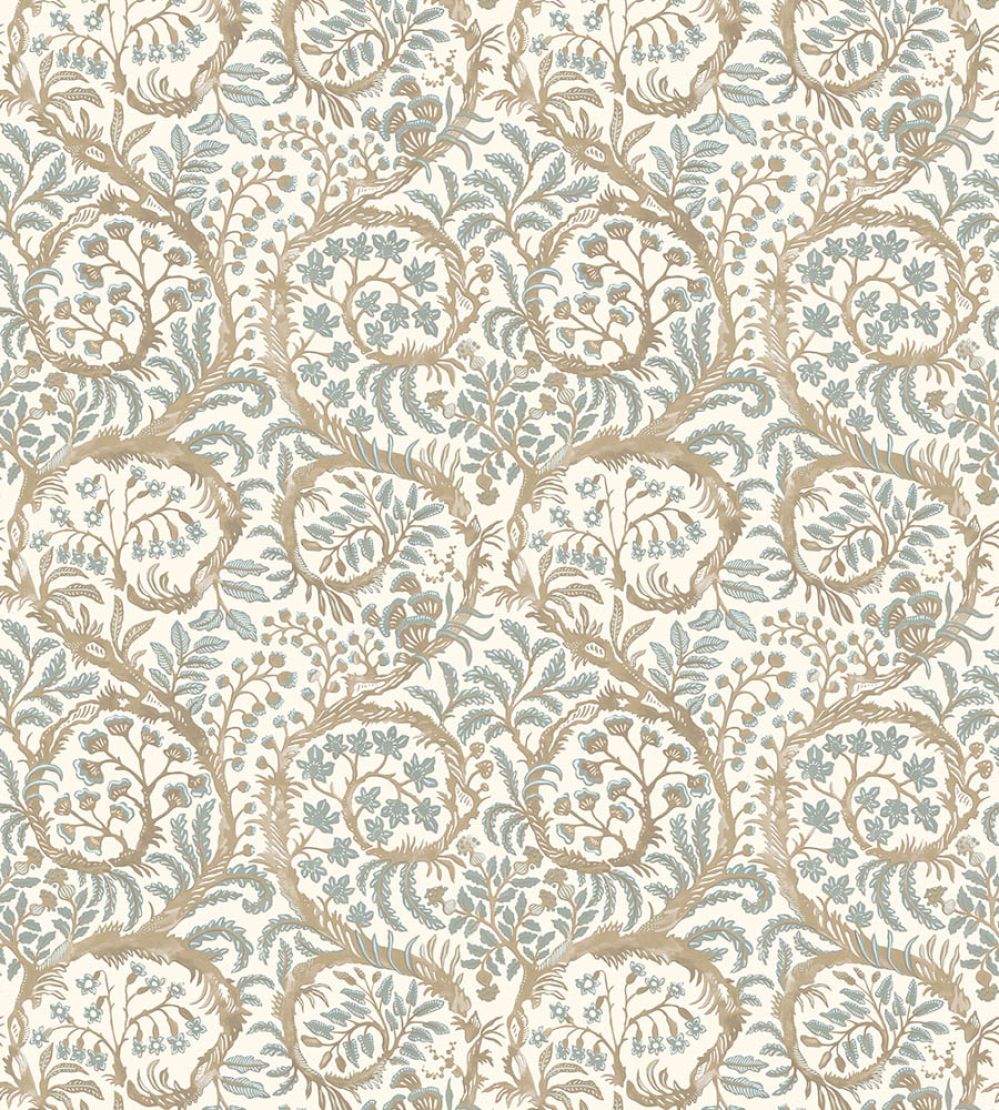 Butterow Wallpaper by Josephine Munsey Soft Blue and Brown